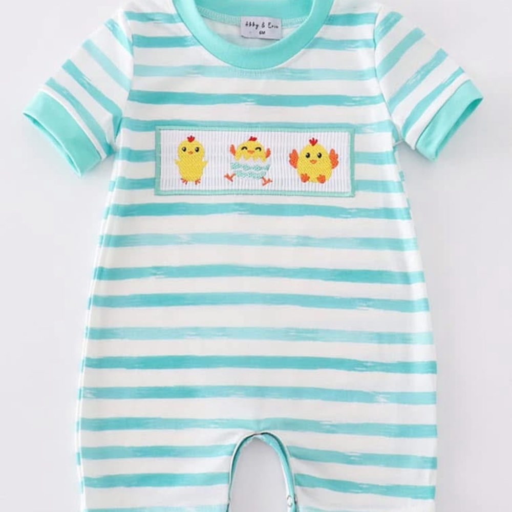 Charming Blue and White Bodysuit with Duck Design